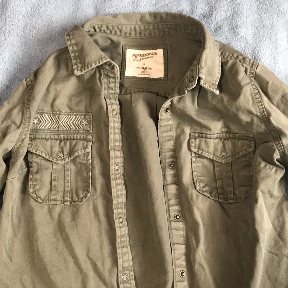 Army Green Snap-ButtonUp Jacket